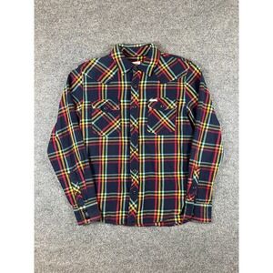 Topo Designs Mountain Shirt Mens S Blue Stripe Button Up Plaid Flannel Western